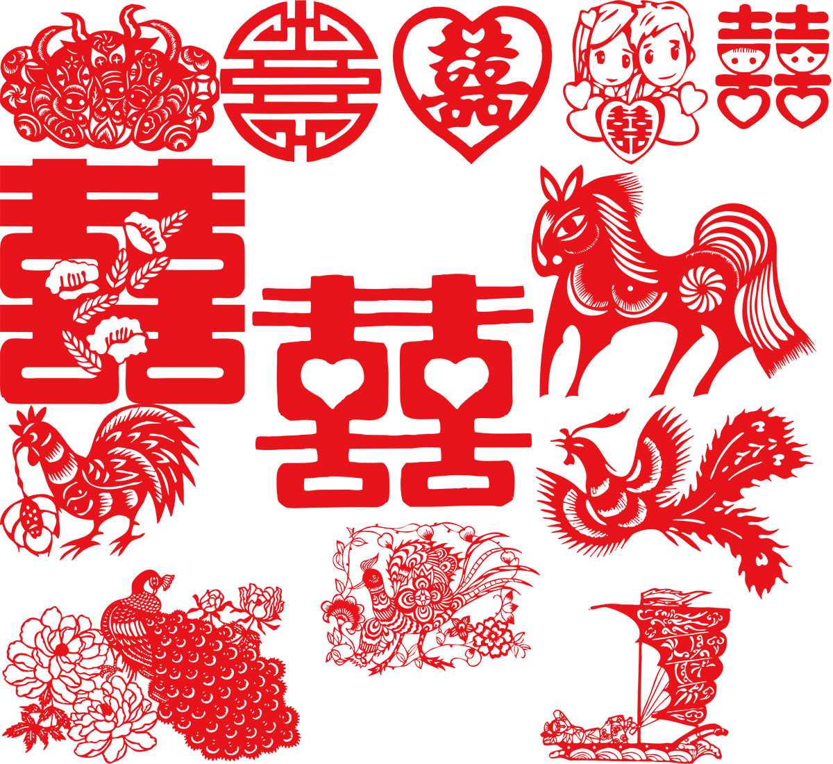 Kitajska papirna rezalna umetnost Vector