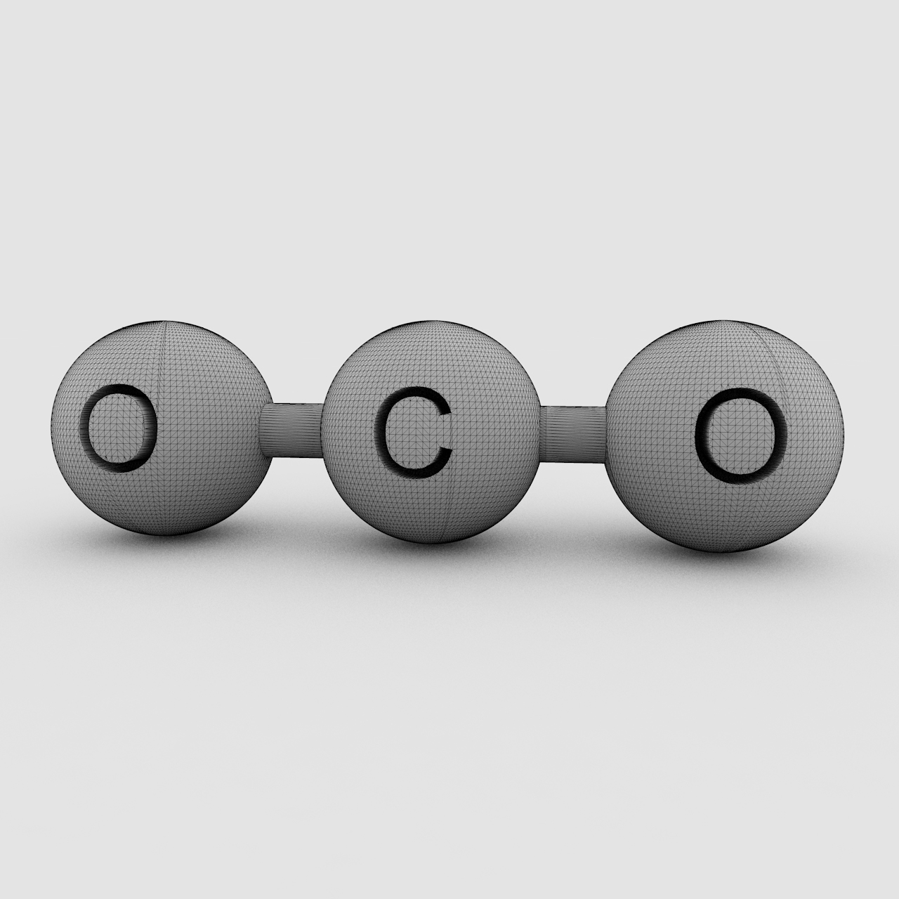 3D модел за печат на молекулярна структура на CO2