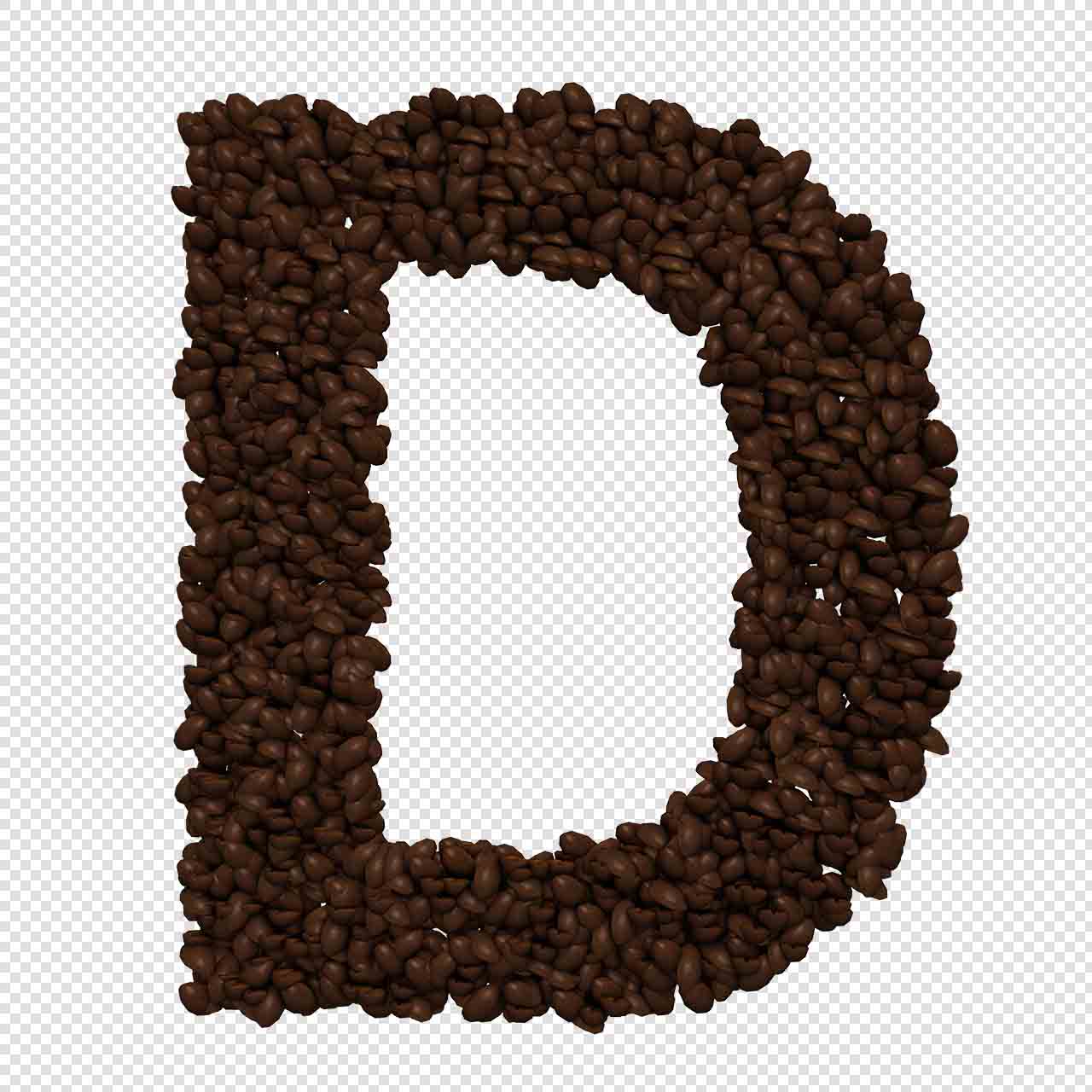 Alfabeto de granos de café letras png transparente