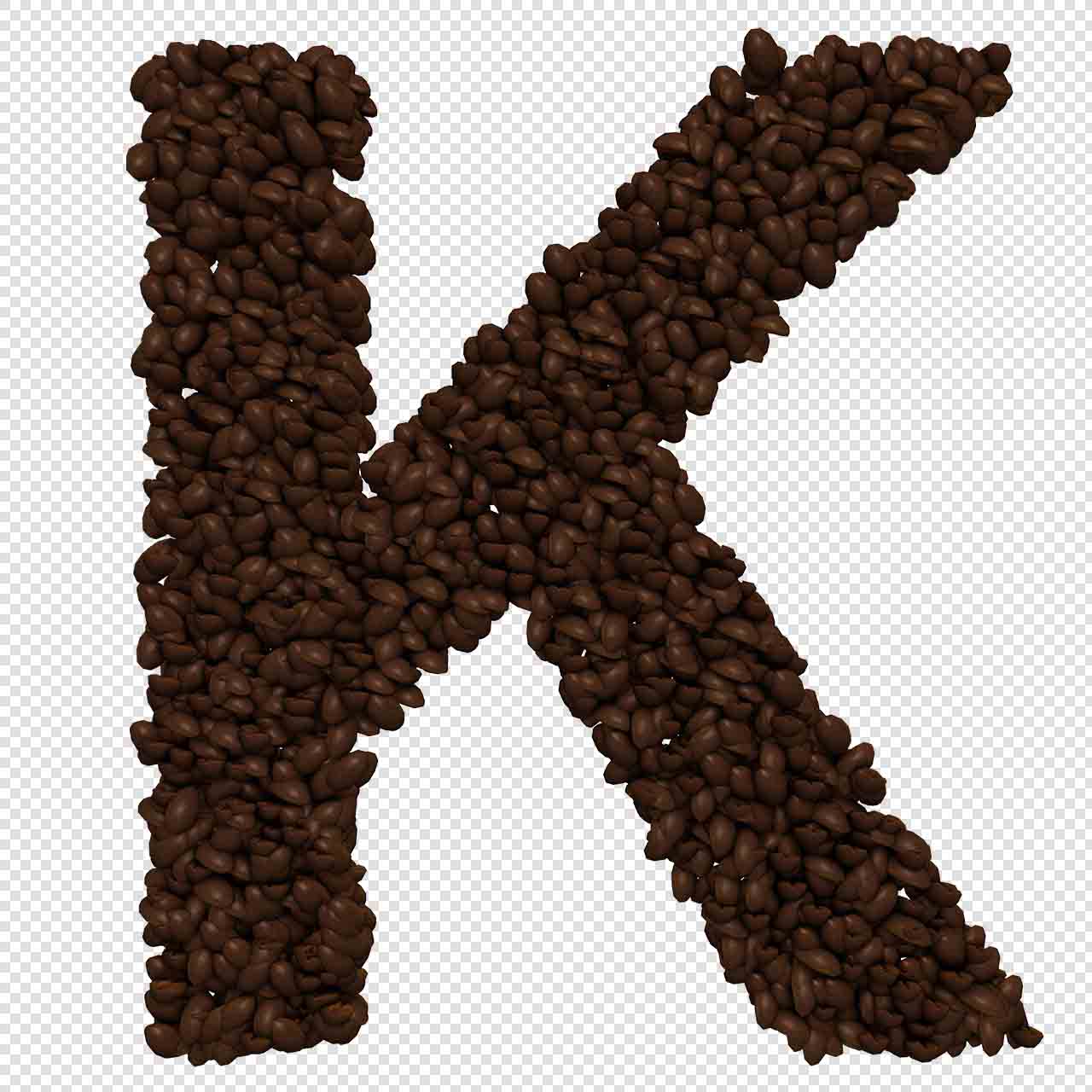 Alfabeto de granos de café letras png transparente