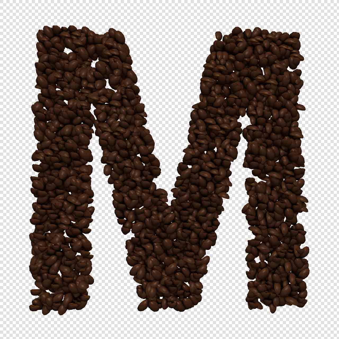 Кофе в зернах буквы алфавита прозрачный png
