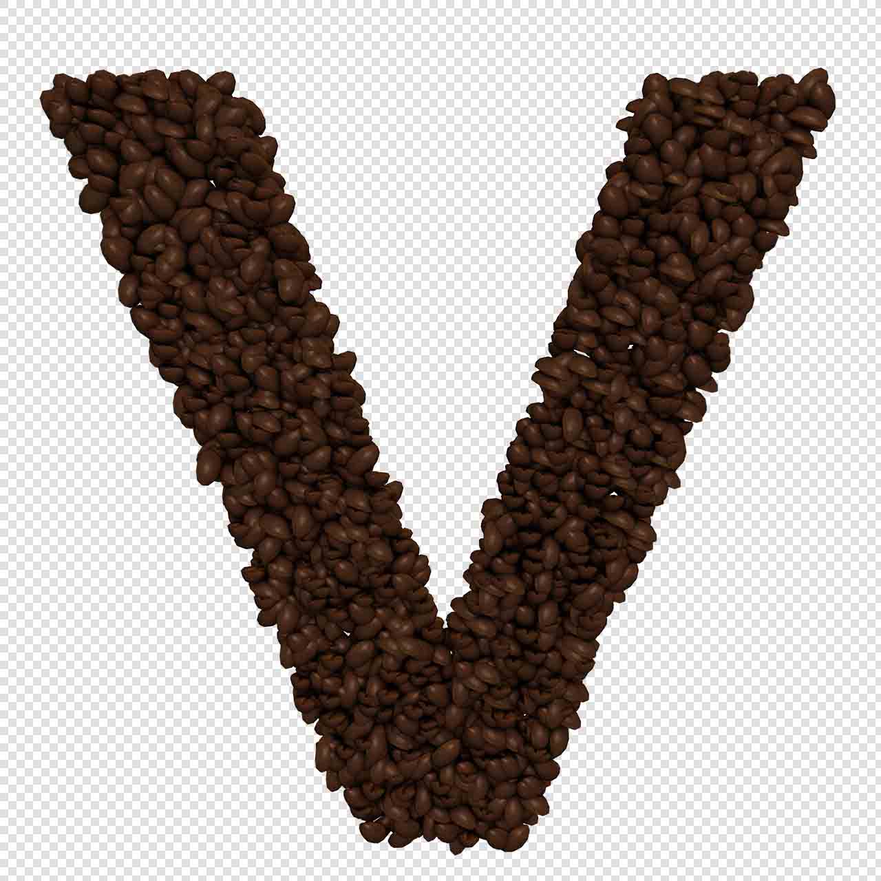 コーヒー豆のアルファベット文字透明png