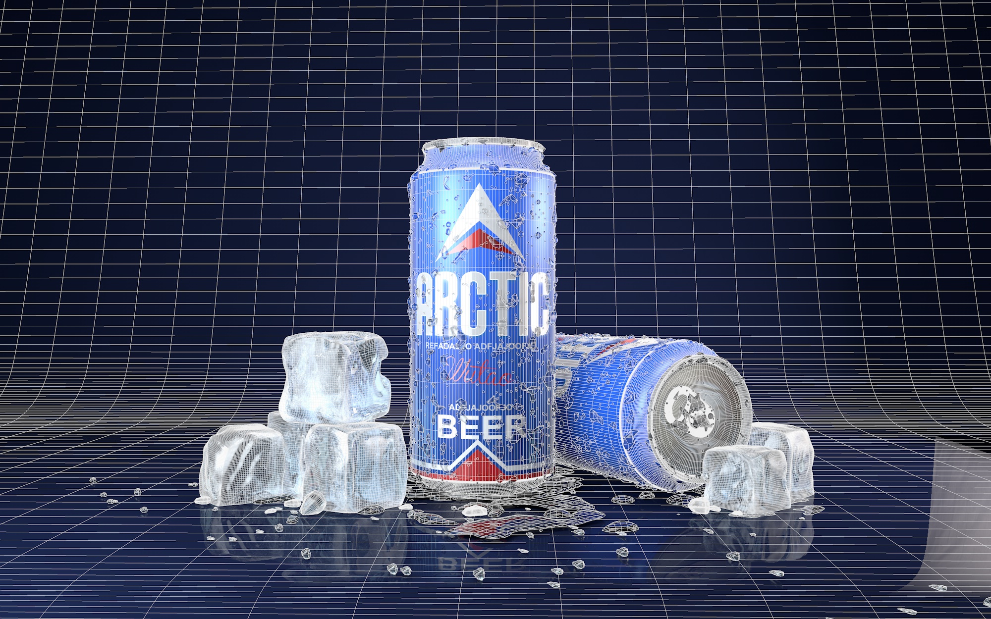 Beer and Ice Cube 3D model