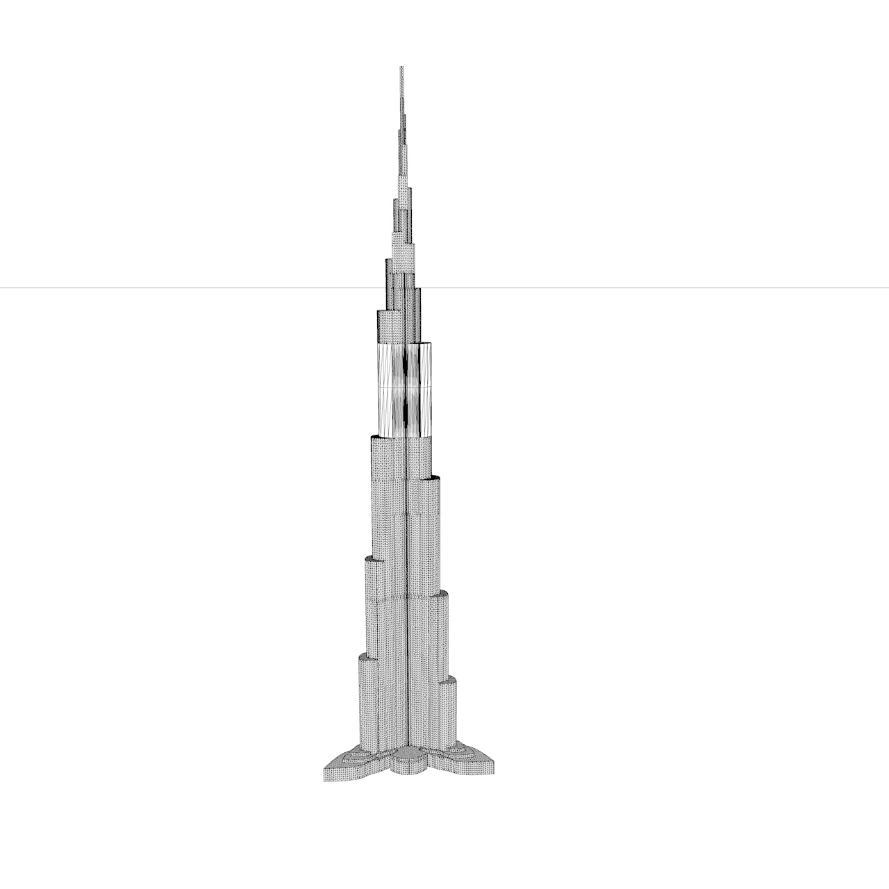 Modelo de impresión en 3d del edificio Burj-Khalifa