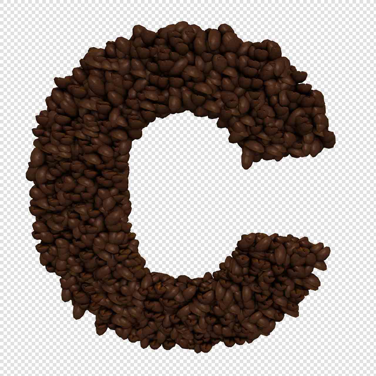 Kahve çekirdeği alfabe harfler şeffaf png