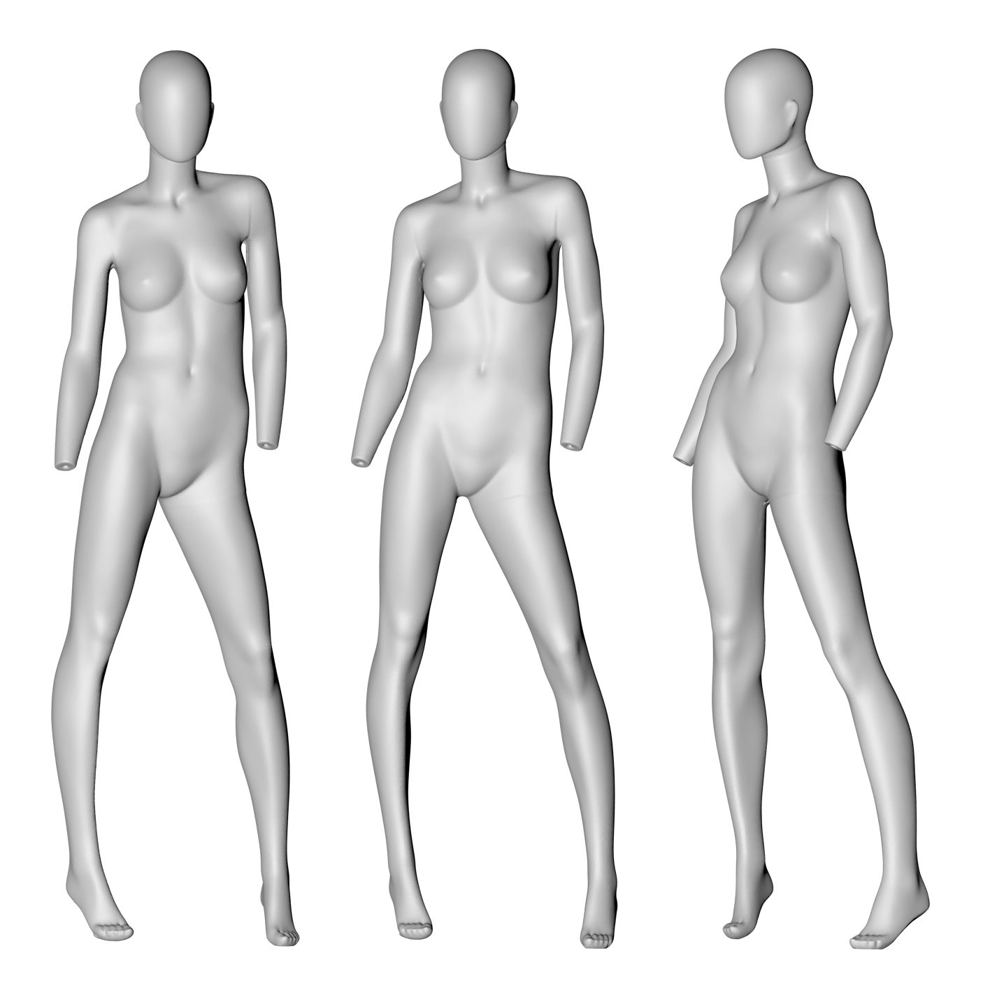 Manequim feminino sem modelo de impressão 3d de mãos