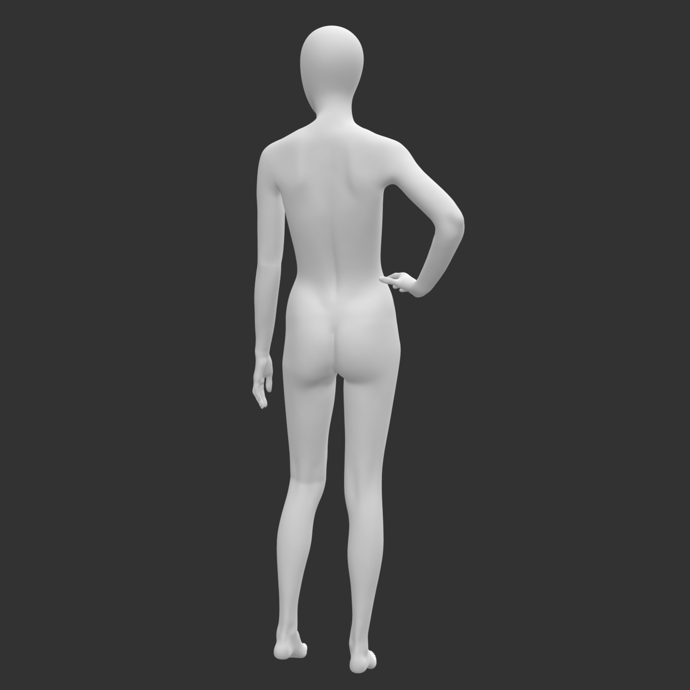 Stående kvinnelig mannequin med akimbo 3d-utskriftsmodell