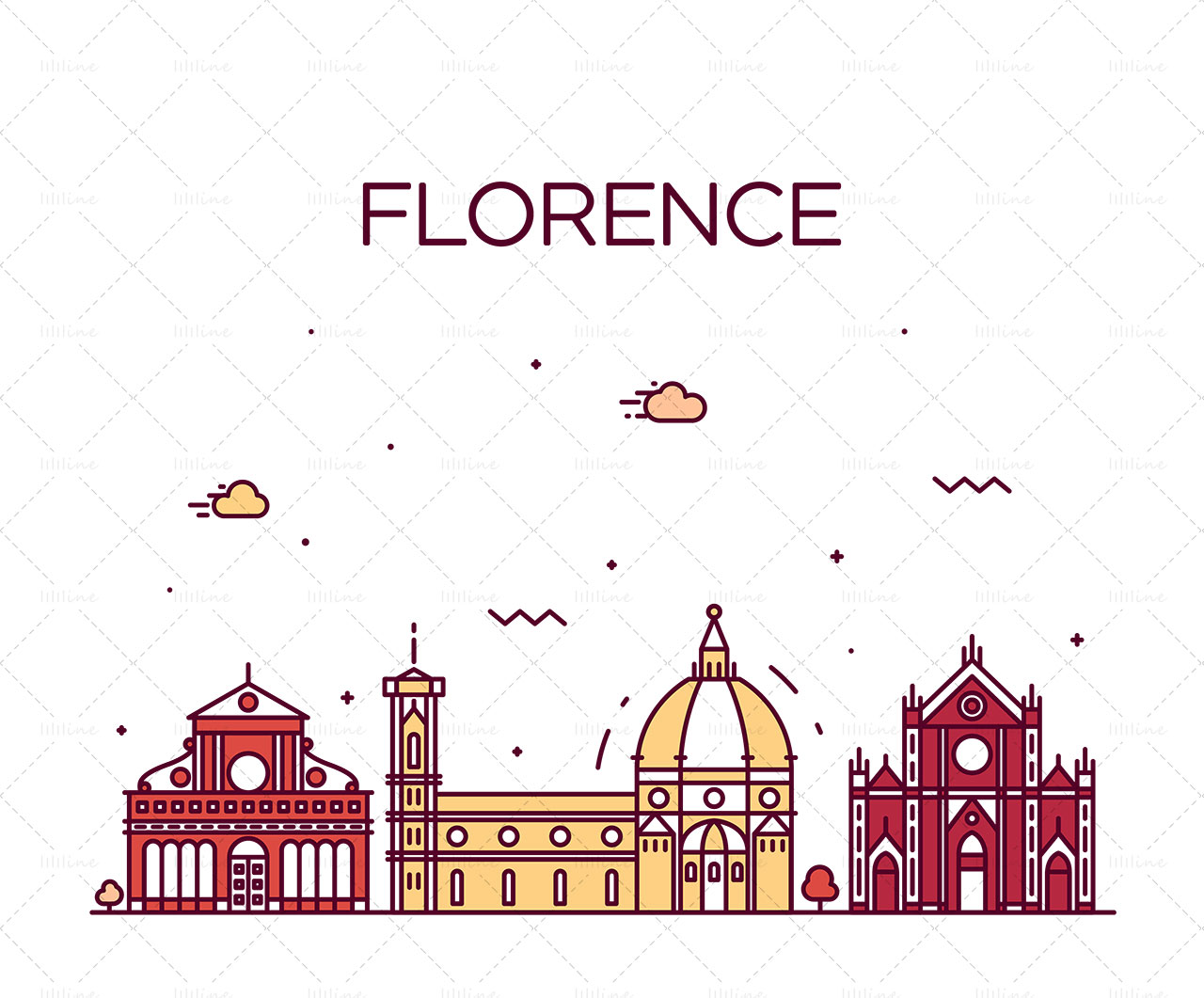 Флоренция ориентир здание ай вектор