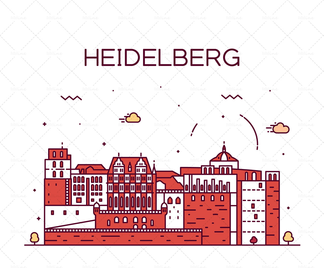 Гейдельберг ориентир здание ай вектор