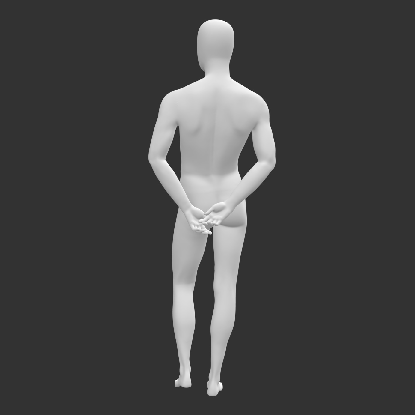 Manechin masculin sportiv mâini musculare furculiță în modelul de imprimare 3D din spate