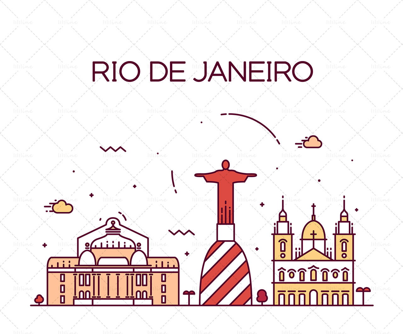 Рио де Ян забележителност сграда Ай вектор