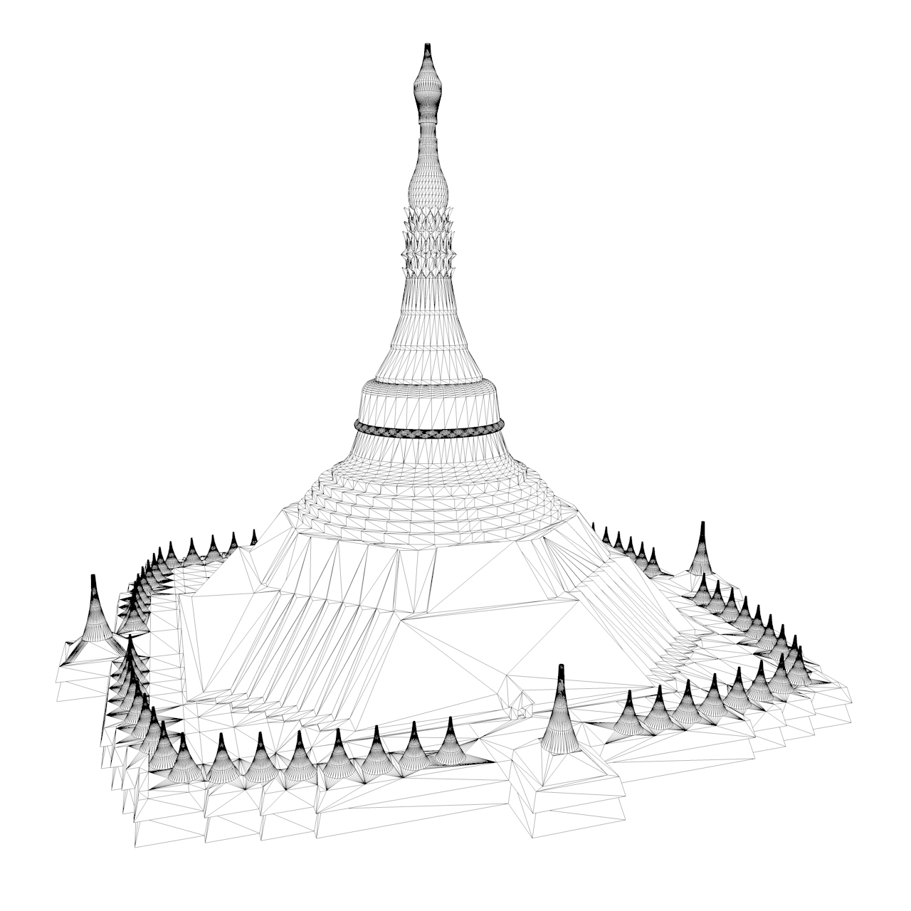 3D модел принтиране на пагода Shwedagon
