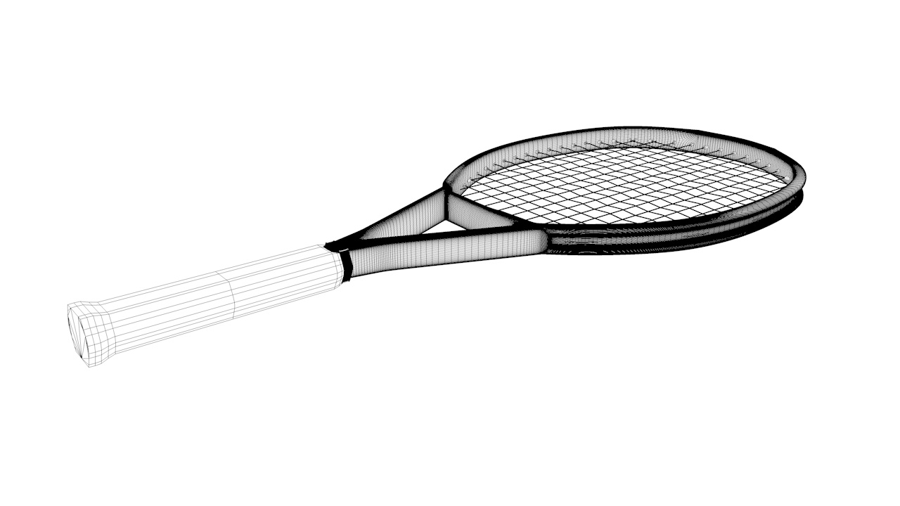 Modello 3d di racchetta da tennis