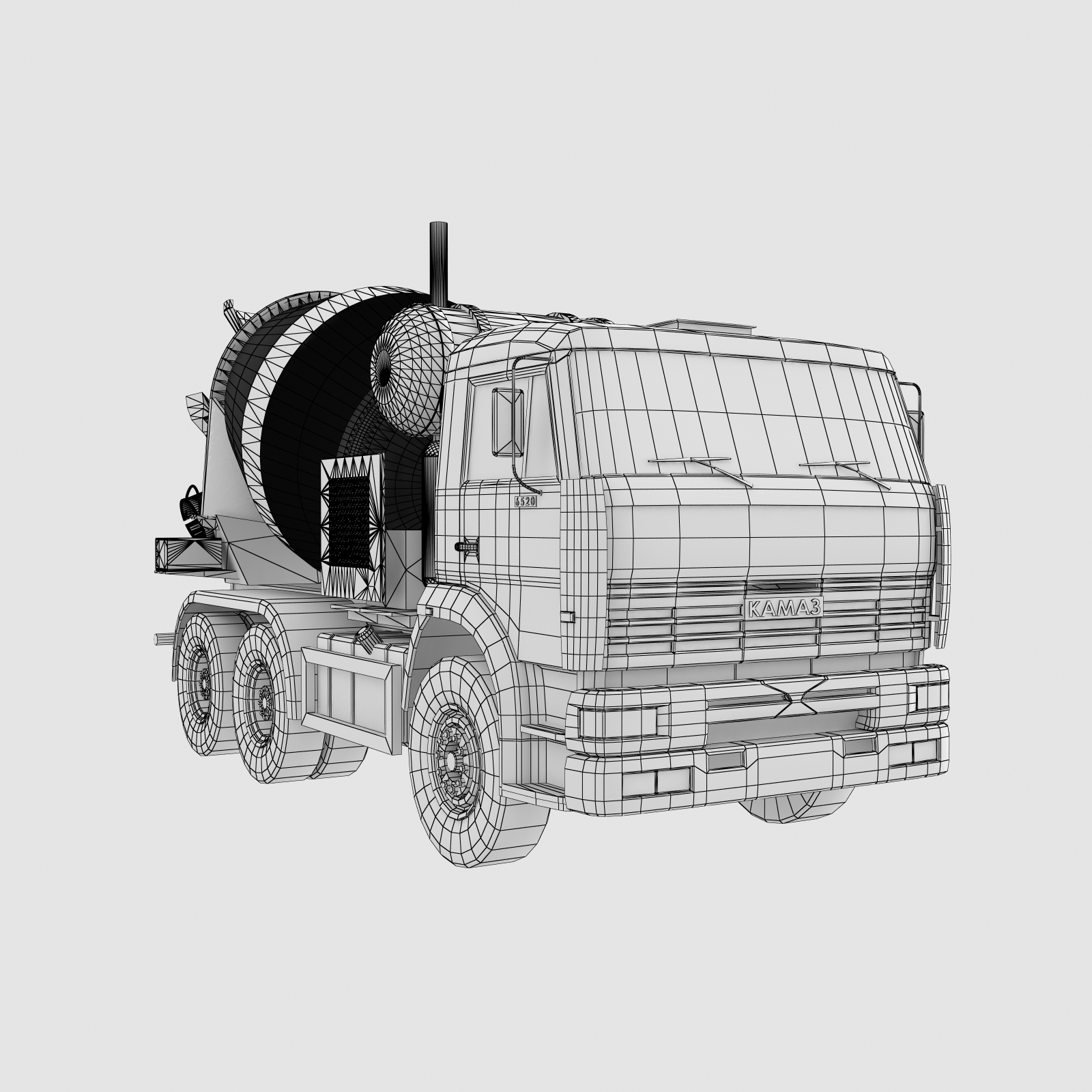 卡车混凝土搅拌机干散装坦克3D模型