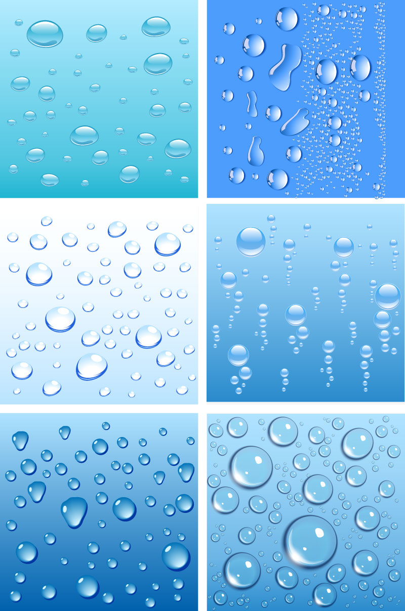 Waterdrops Photorealistic Patterns Vector