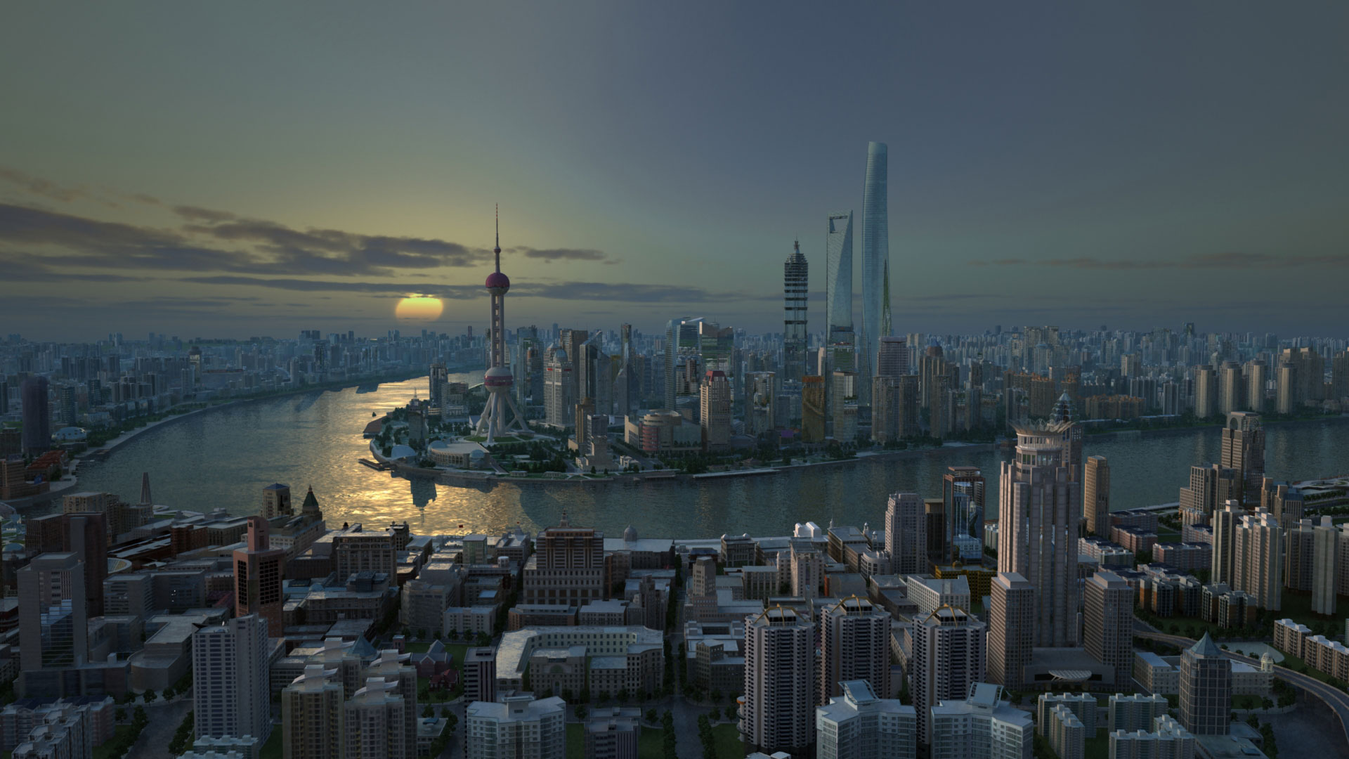 Modèle 3d de la ville de Shanghai