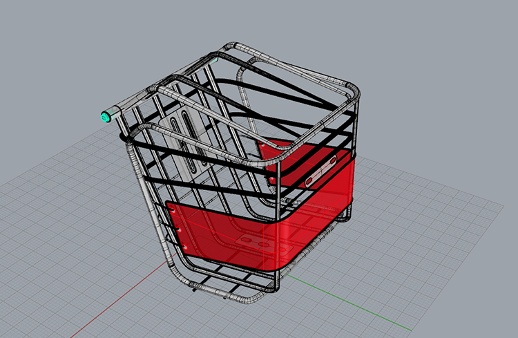 Sports bicycle basket industrial design 3D model