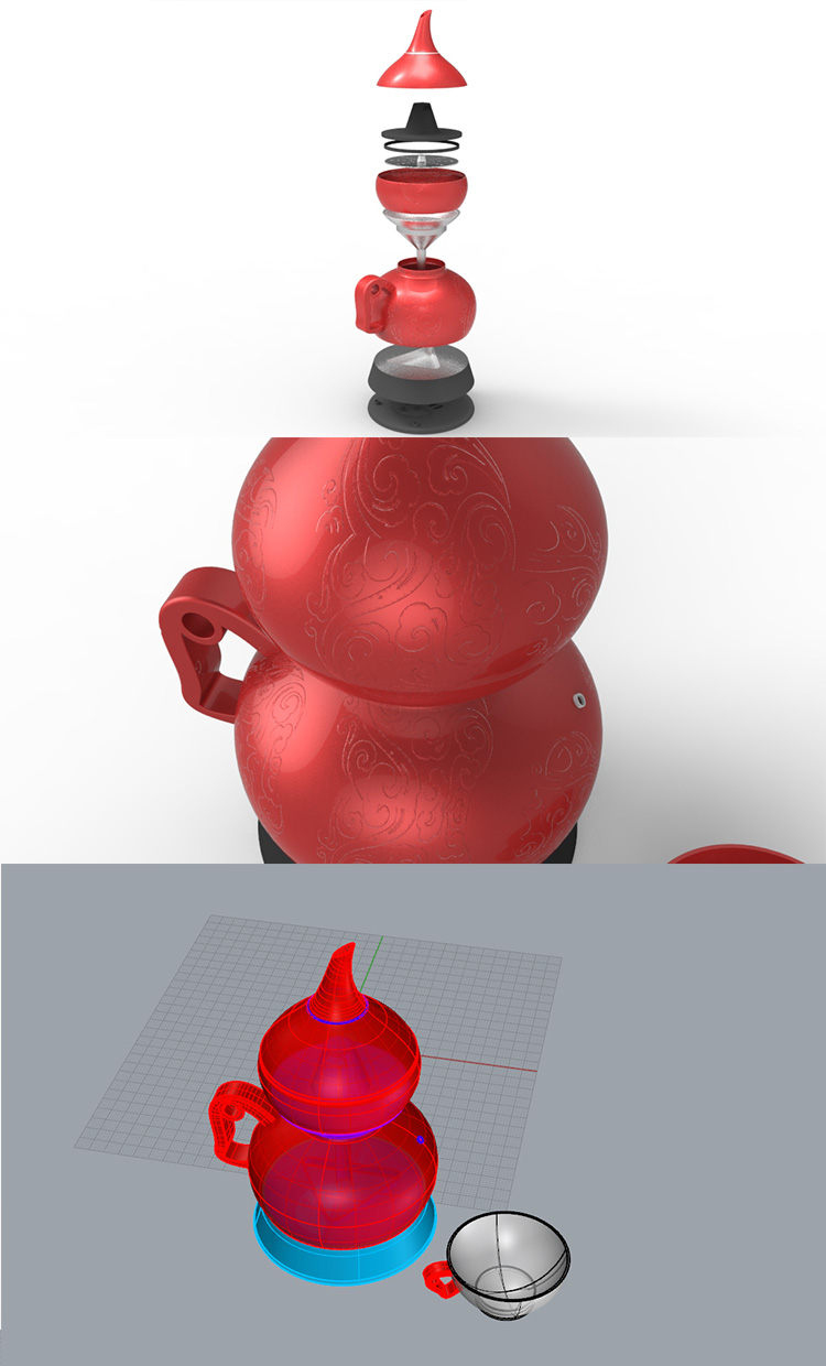 Gourd shape coffee machine industrial design 3D model