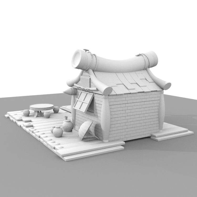 Modèle 3D de la cabane de dessin animé