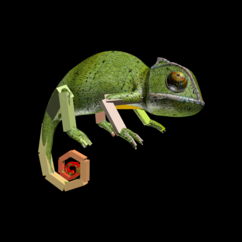 Chameleon rigget animert 3d modell