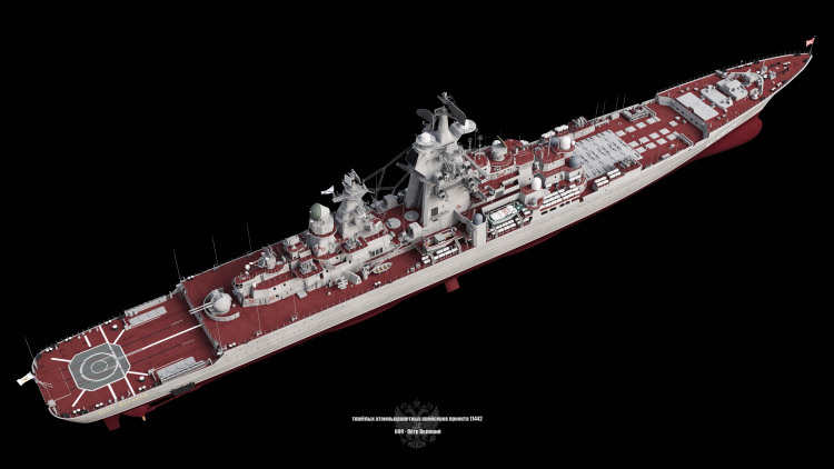 In Russland gefertigtes 3D-Modell des schweren Kreuzers Peter der Große der Kirow-Klasse
