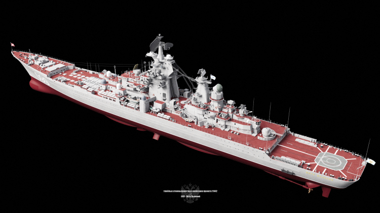 Orosz gyártású, Kirov-osztályú Nagy Péter nehéz cruiser 3d modell