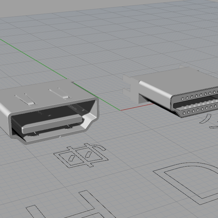 HDMI plug and socket 3D model