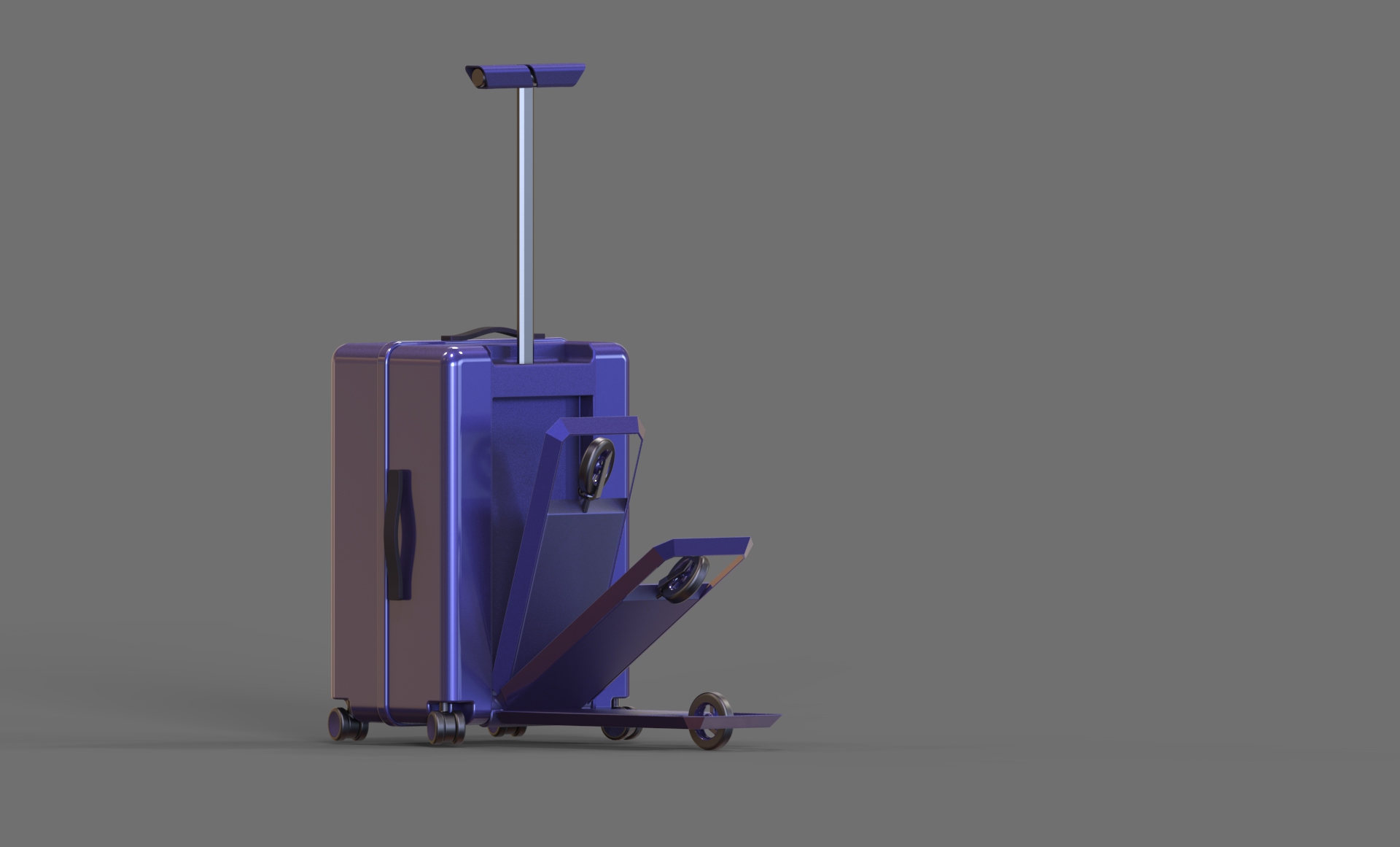 Multifunctional skateboard luggage industrial design 3d model