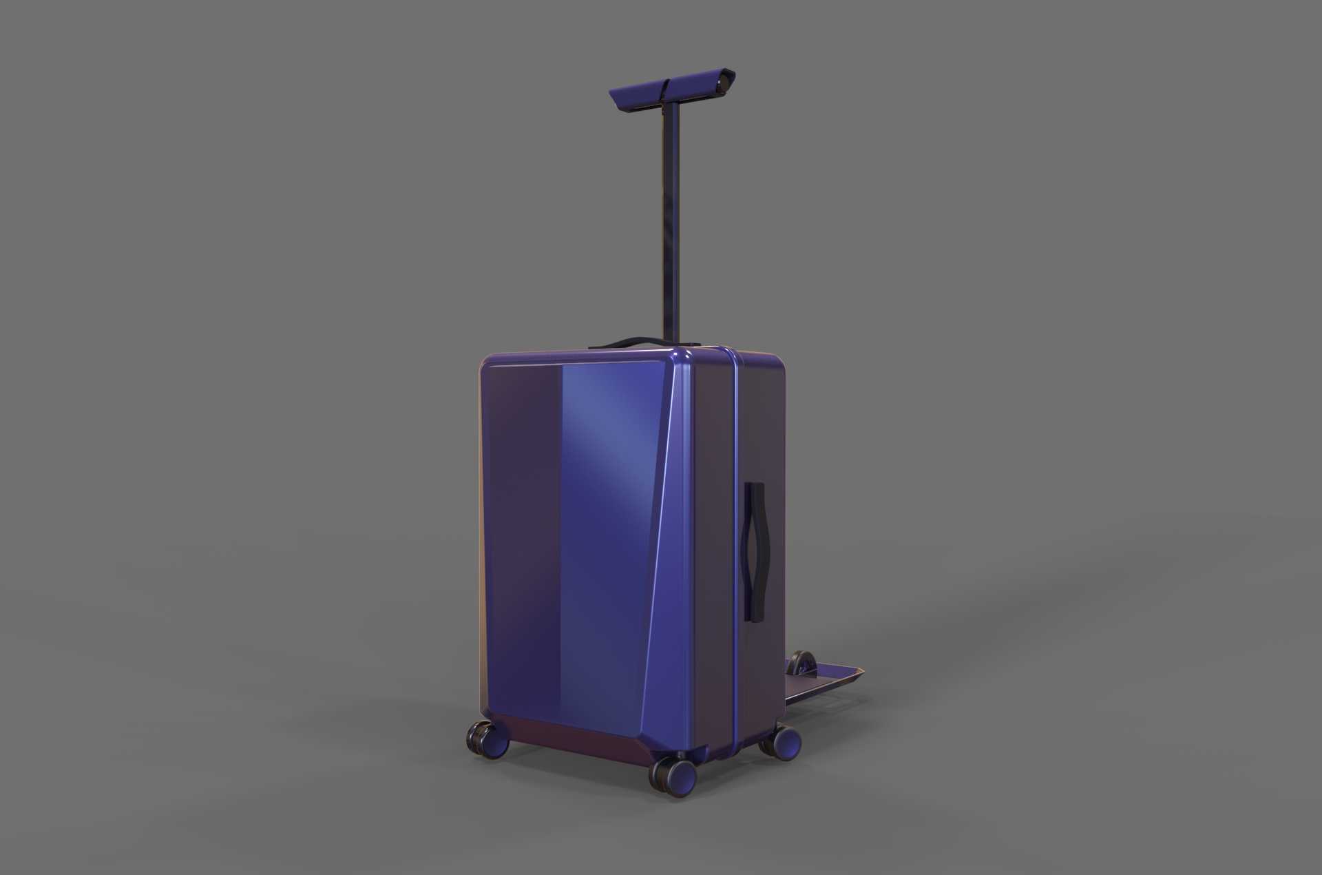 Multifunctional skateboard luggage industrial design 3d model