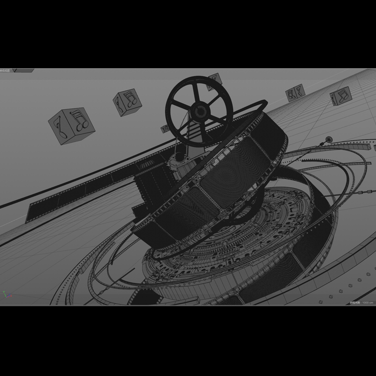 投影仪和电影卷轴3d模型动画