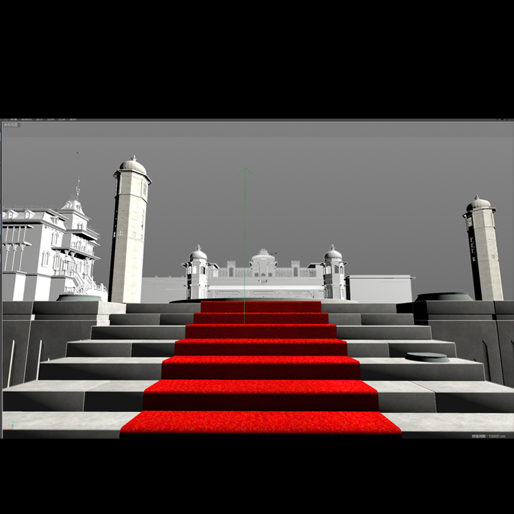 Cartoon široko kota Palace v igri scene 3d model animacije