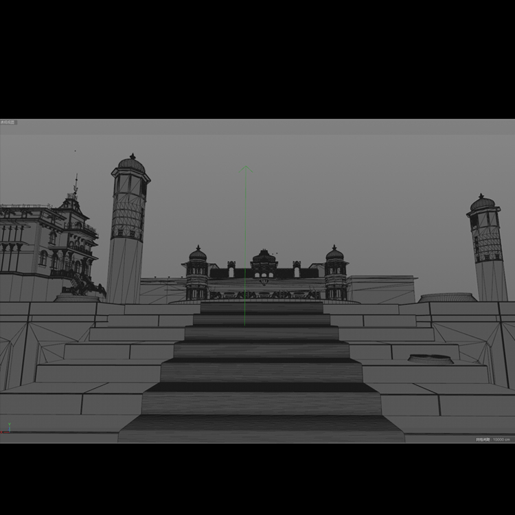 Cartoon Wide Angle Palace ve 3D herní scéně animace