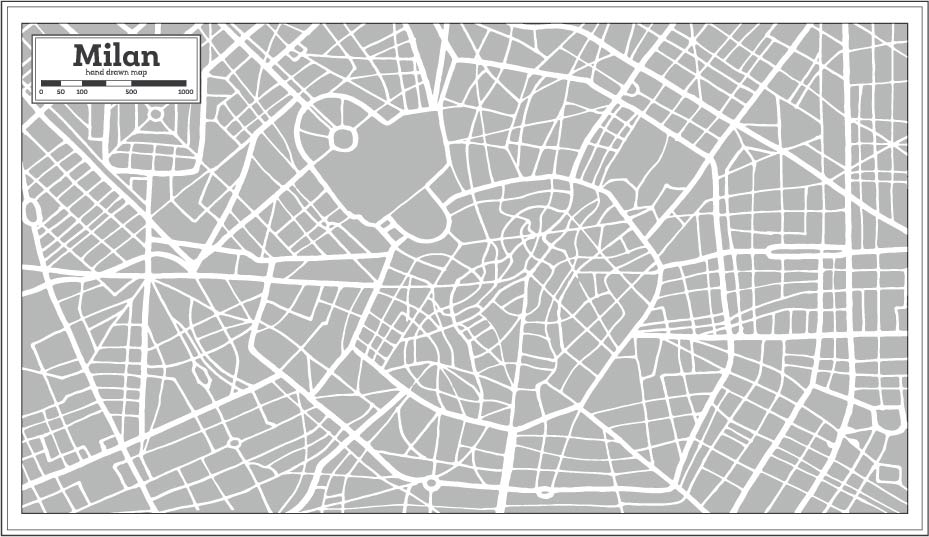 Ruční kreslení map Mezinárodních měst Vector AI