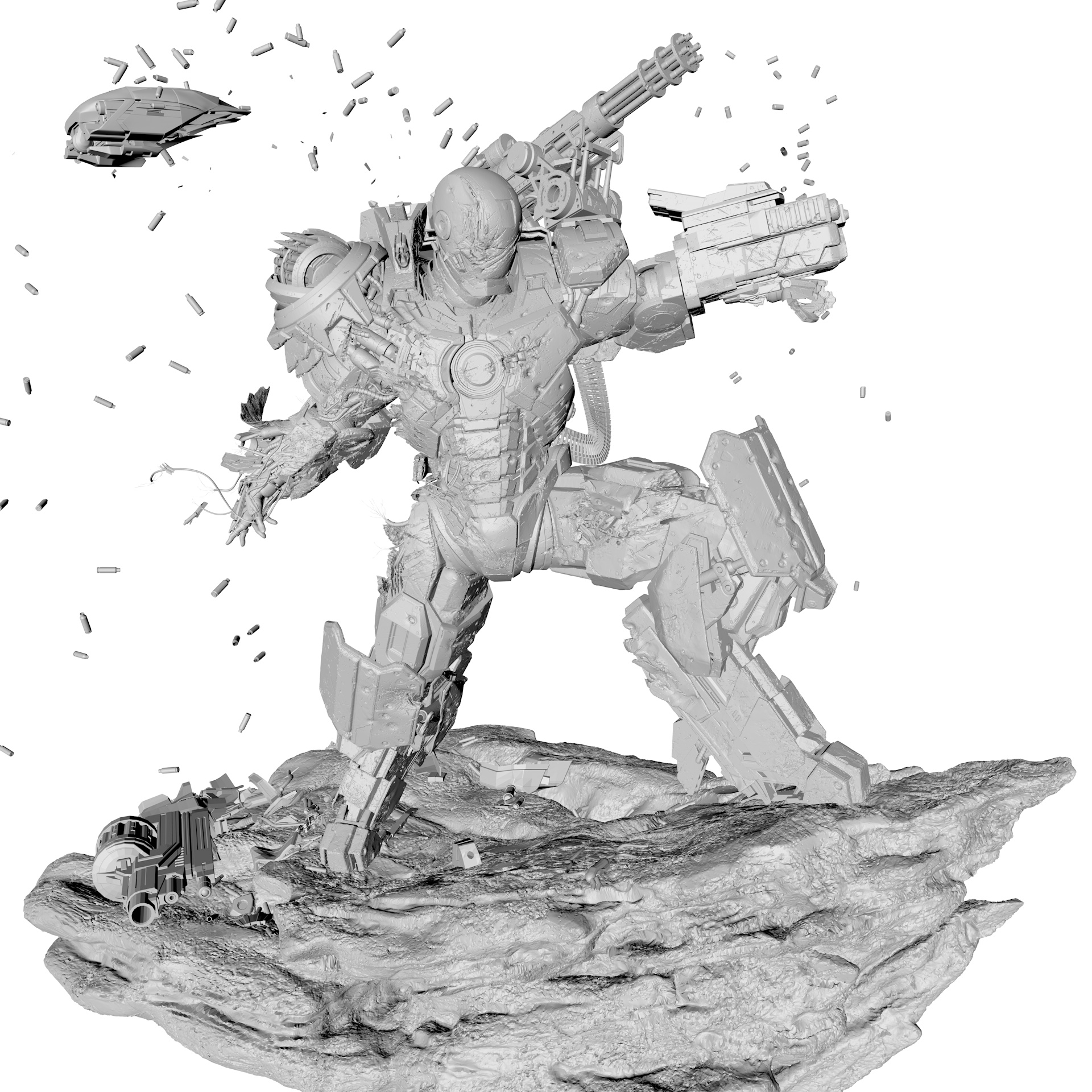 War-damaged Iron Man 3d printing model