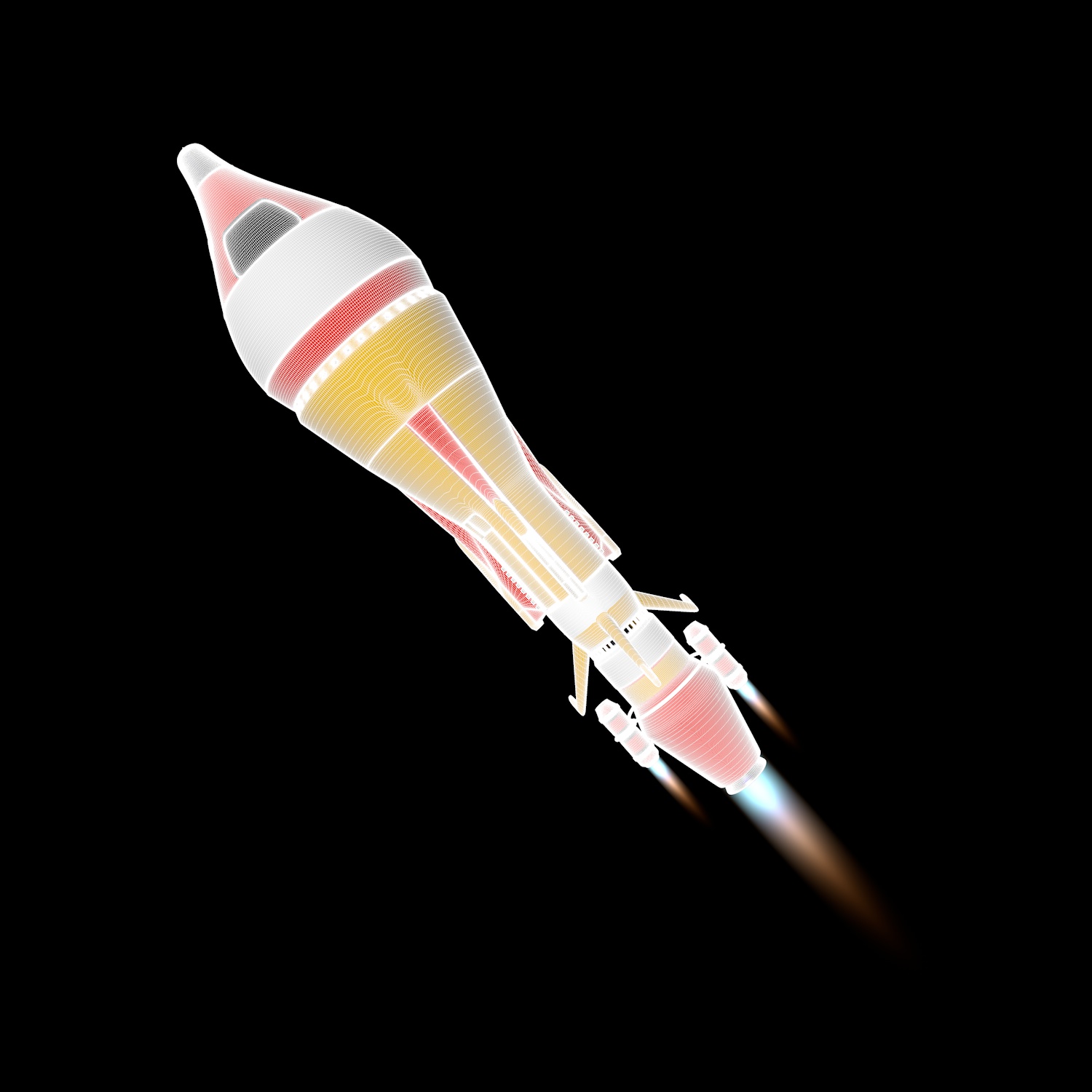 Karikatur Rakete 3d Modell