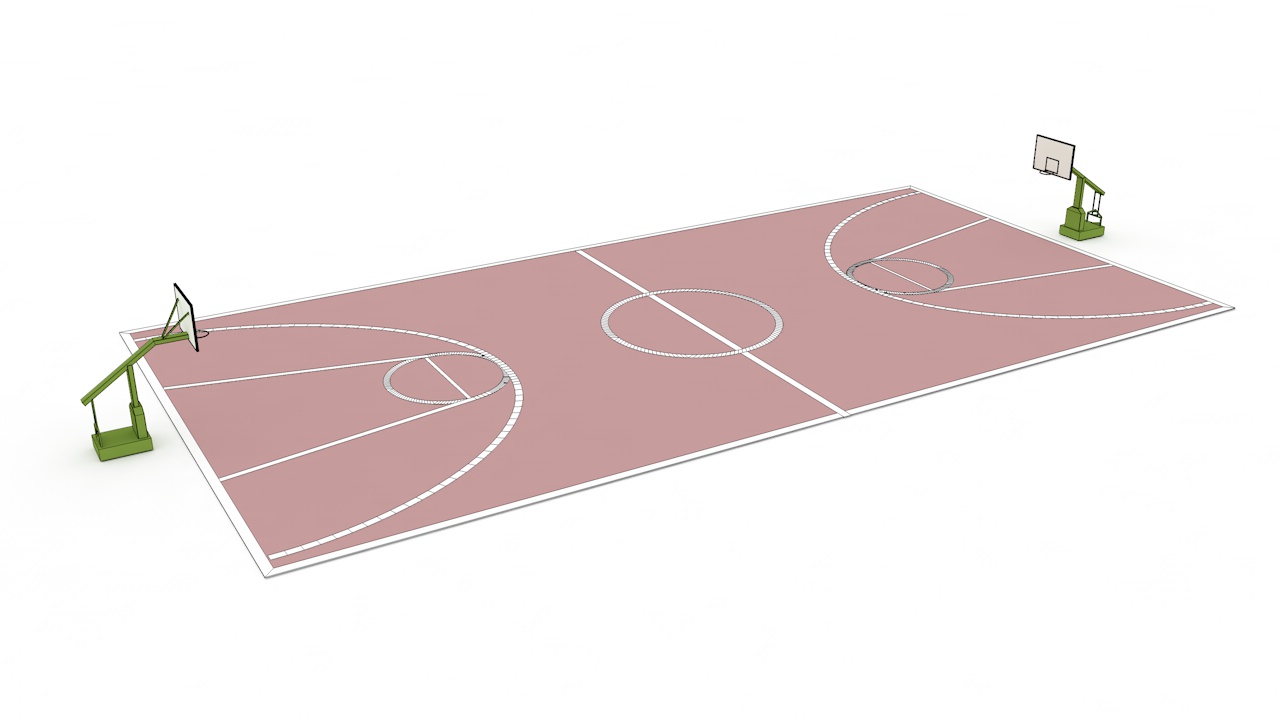 Het 3d model van het basketbalhof