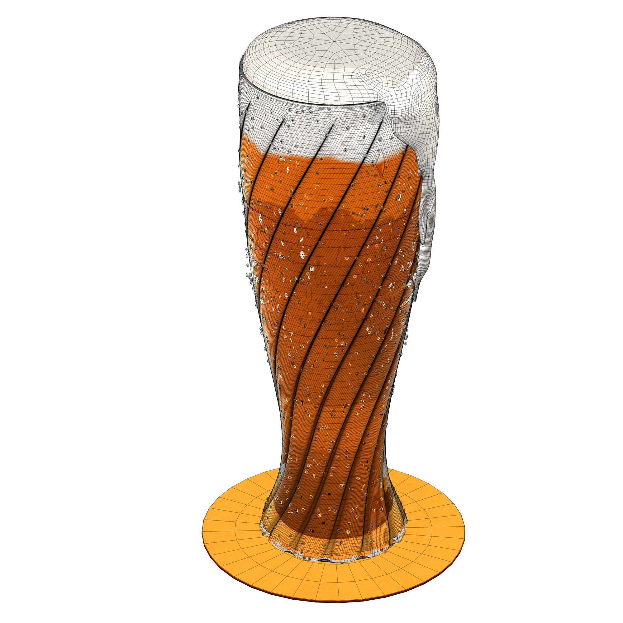 Cerveza cristal modelo 3d con espuma