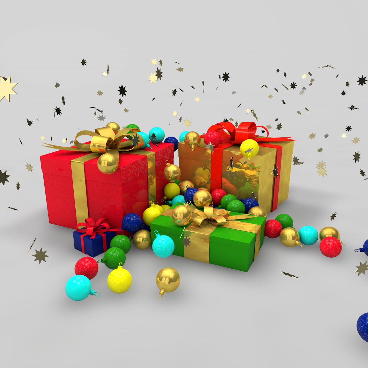 Karácsonyi ajándékdobozok 3d modell animációval