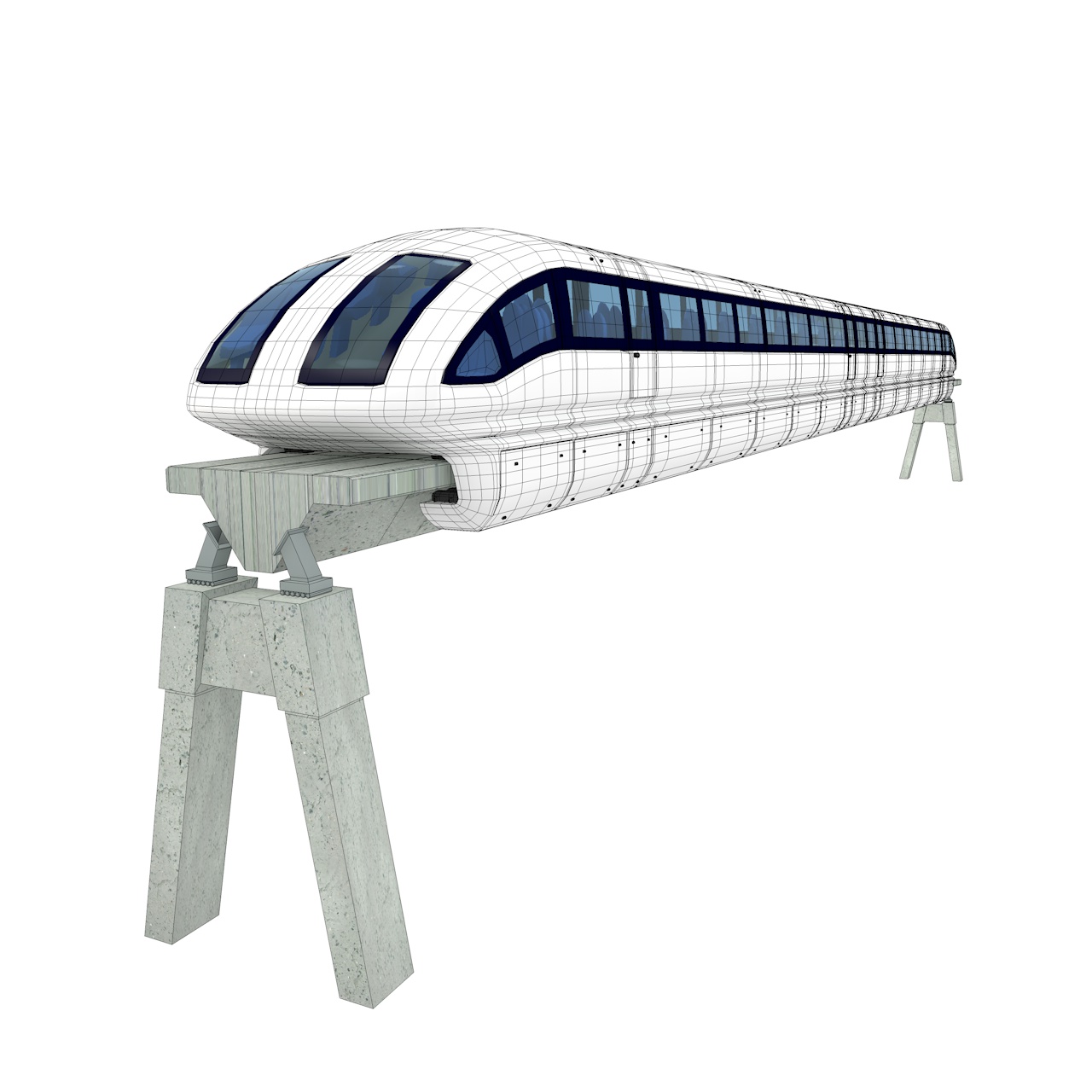 Maglev Train avec monorail modèle 3d