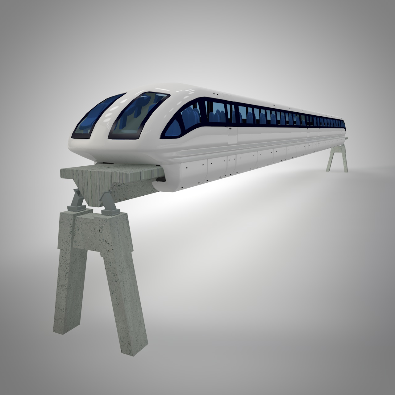 Tren Maglev con monorraíl modelo 3d