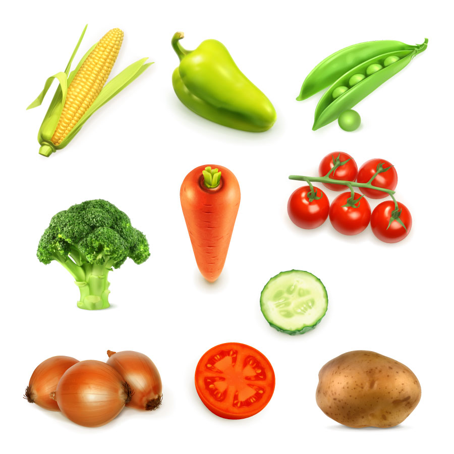 10 Photorealistic Fresh Vegetables Graphic AI Vector