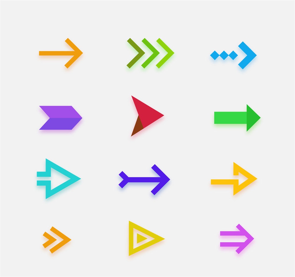 12 flechas de colores vector de AI