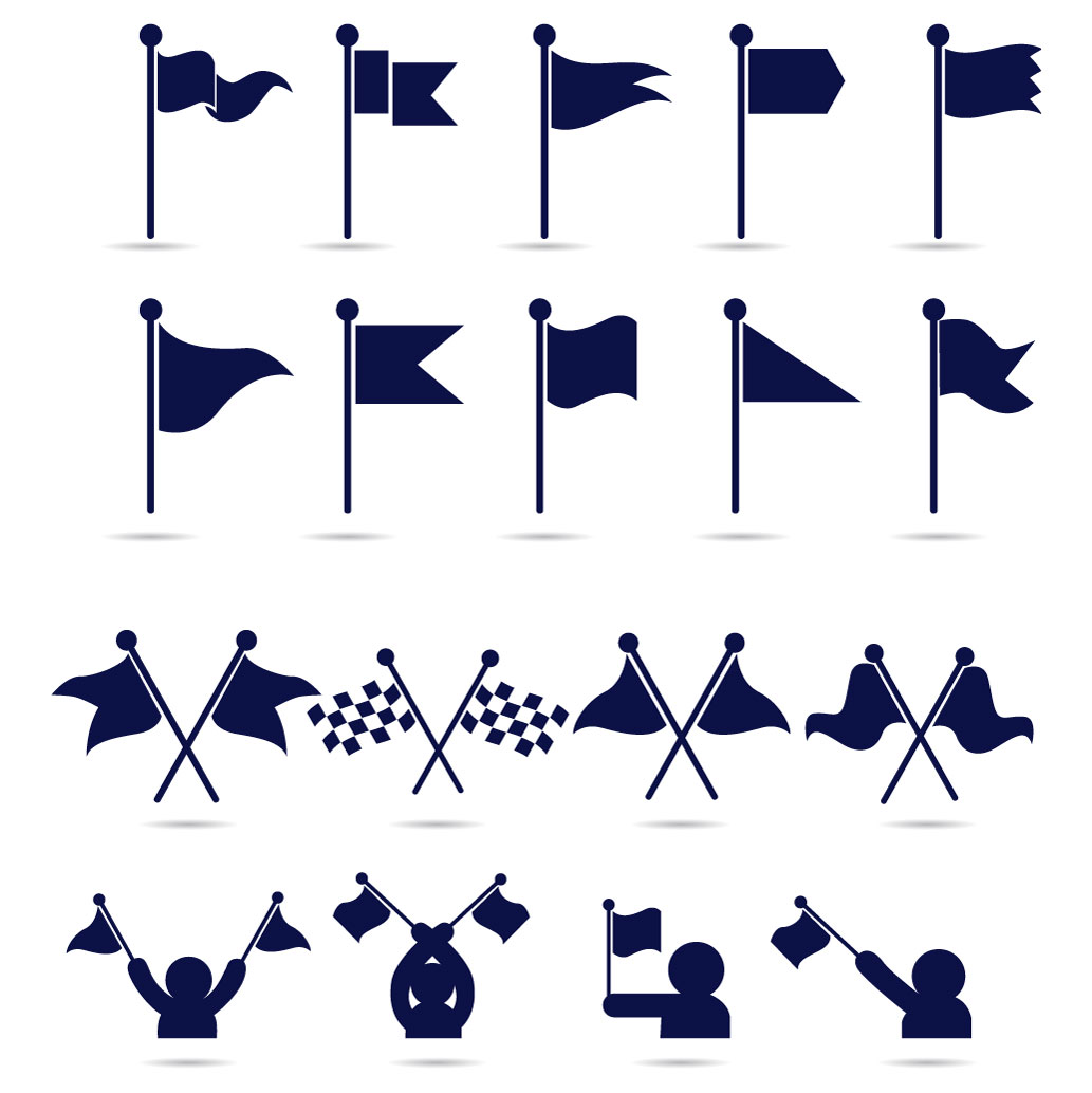 18 bandiere icone AI vettore