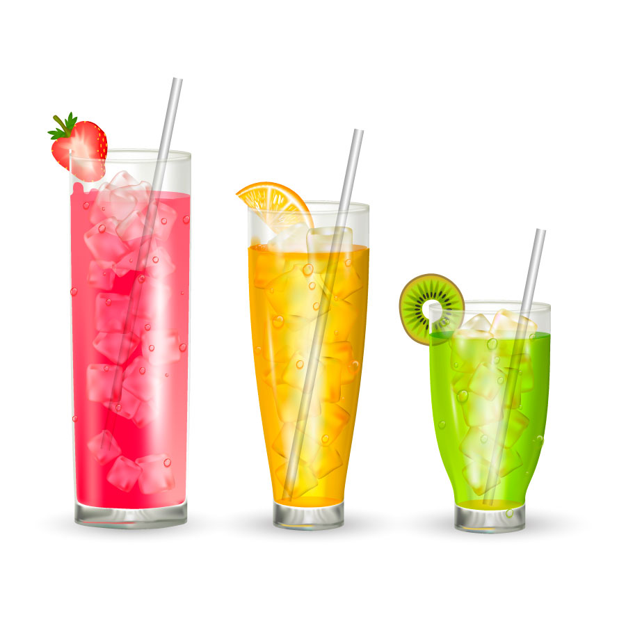3 kopper Fruit Juice fotorealistiske grafiske AI Vector