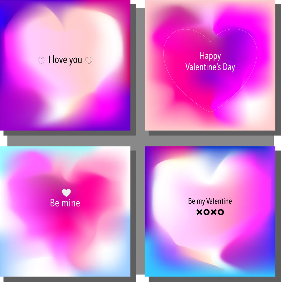 4 Valentine Heart Besedilo Ozadje Grafični AI Vektor