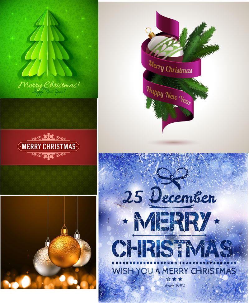 5 Vánoční dekorativní grafické prvky AI Vector