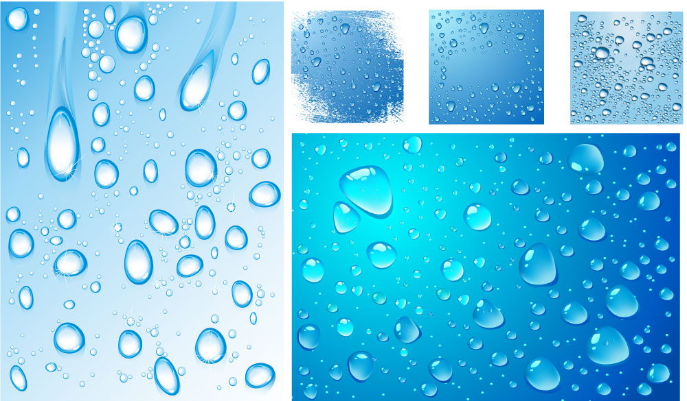 5 Waterdrops Design grafic AI Vector