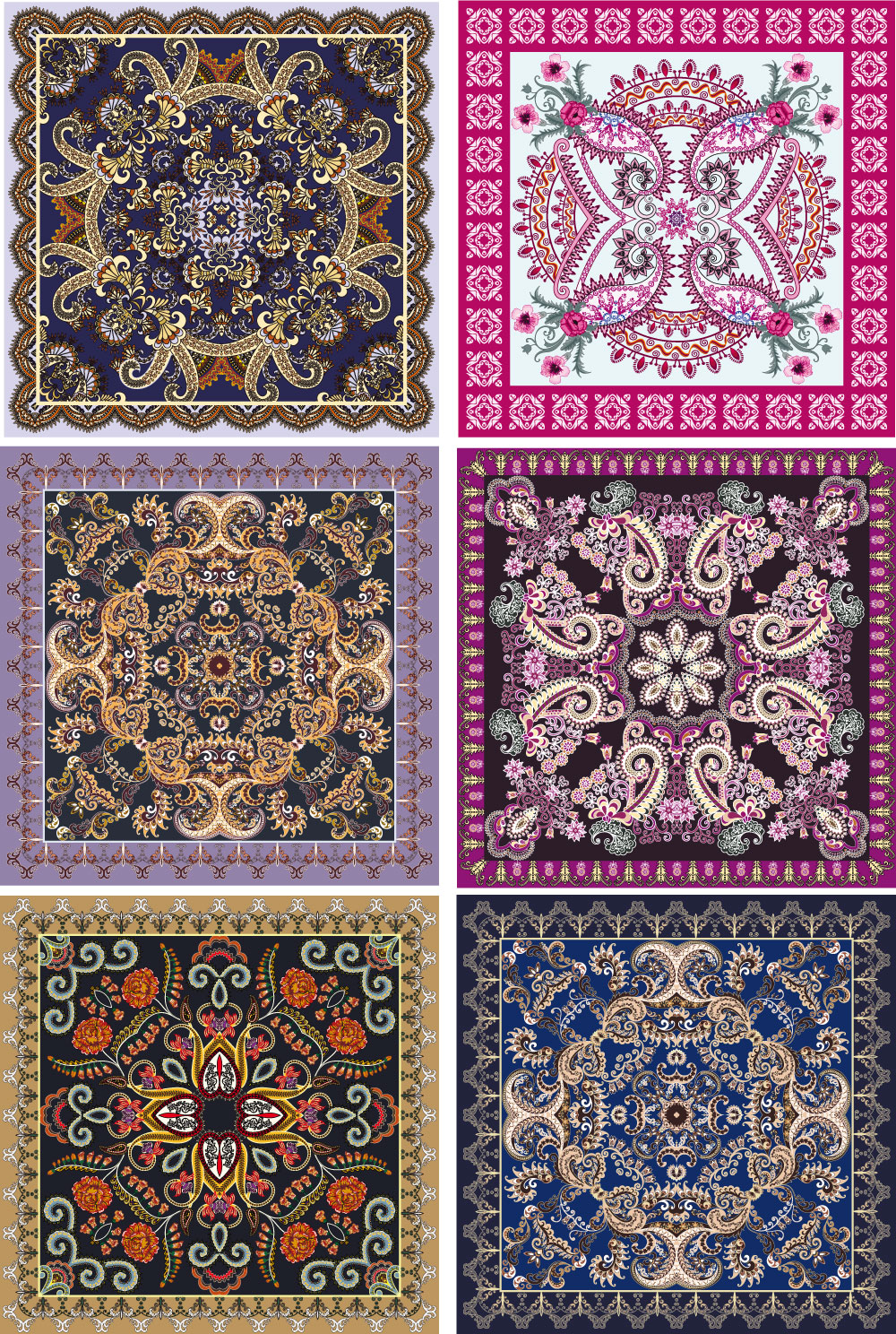 6 Carpet Graphic Pattern chinezesc stil AI Vector