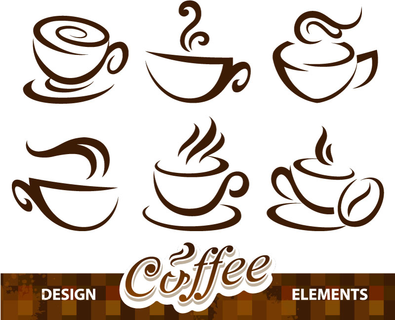6 kávé design ikonok AI vektor