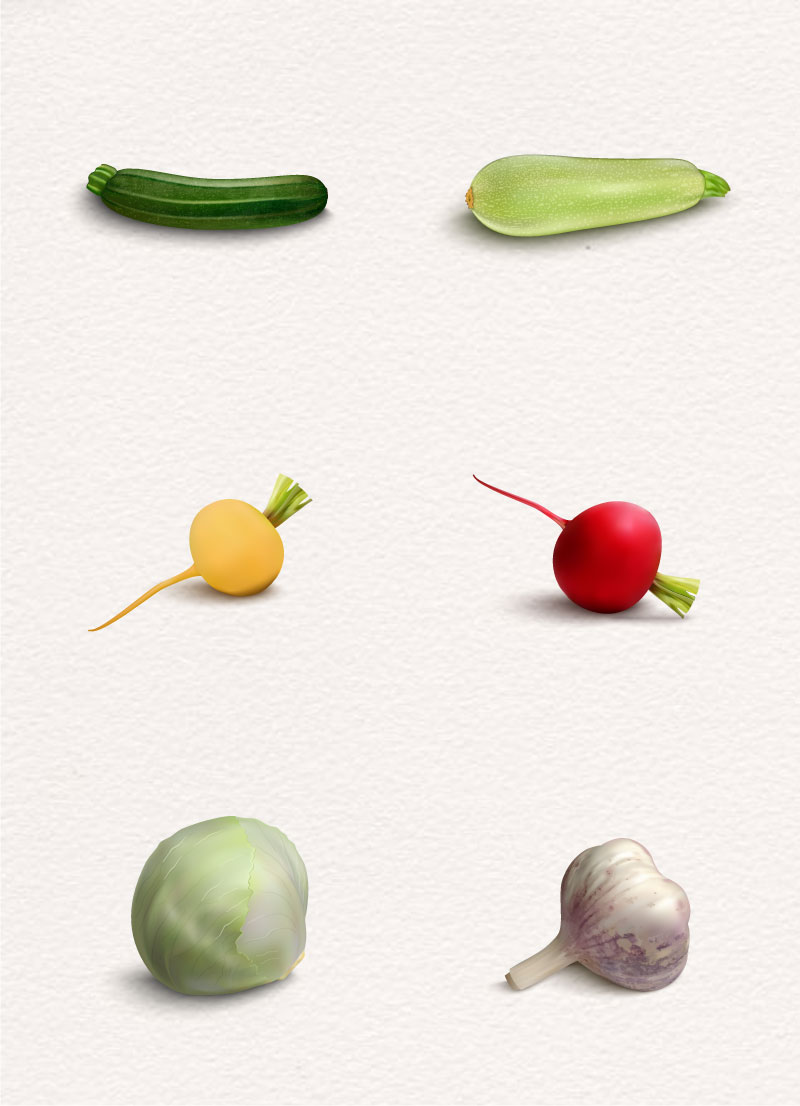6 vegetabilske fotorealistiske grafiske AI Vector